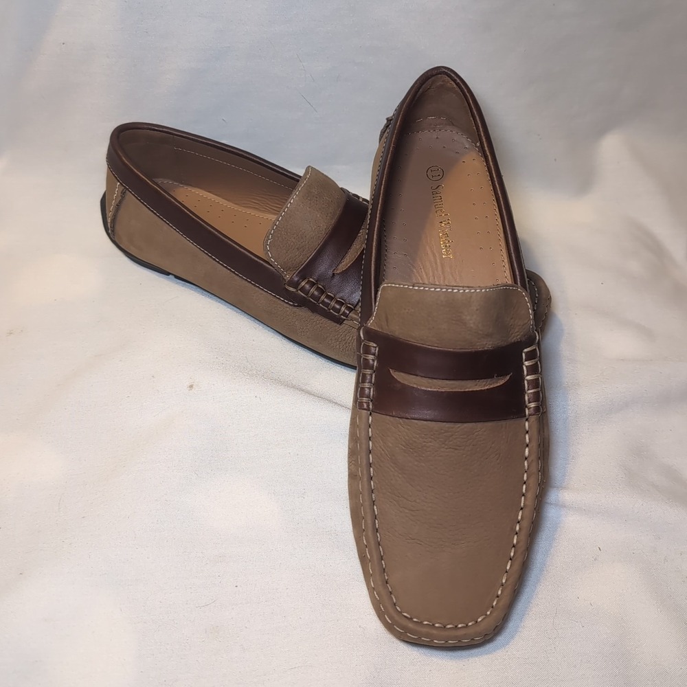 Men's Two-Tone Tan & Brown Slip-On Loafers